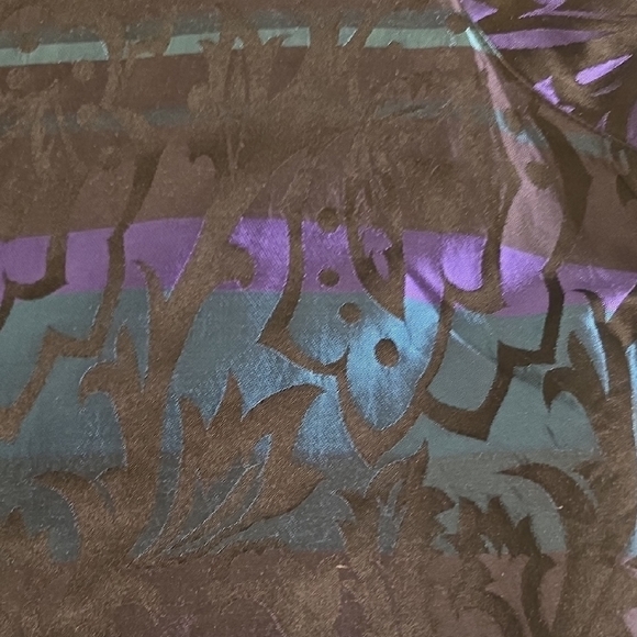 Chico's DESIGN Silk Black and Blue 3/4 Sleeve Button Down Blouse - Picture 14 of 15